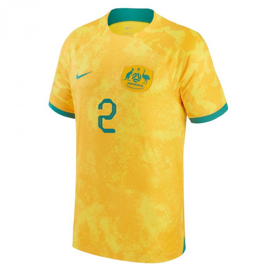 Børn Australiens Milos Degenek #2 Gylden Hjemmebane Spillertrøjer 22-24 Trøje T-shirt