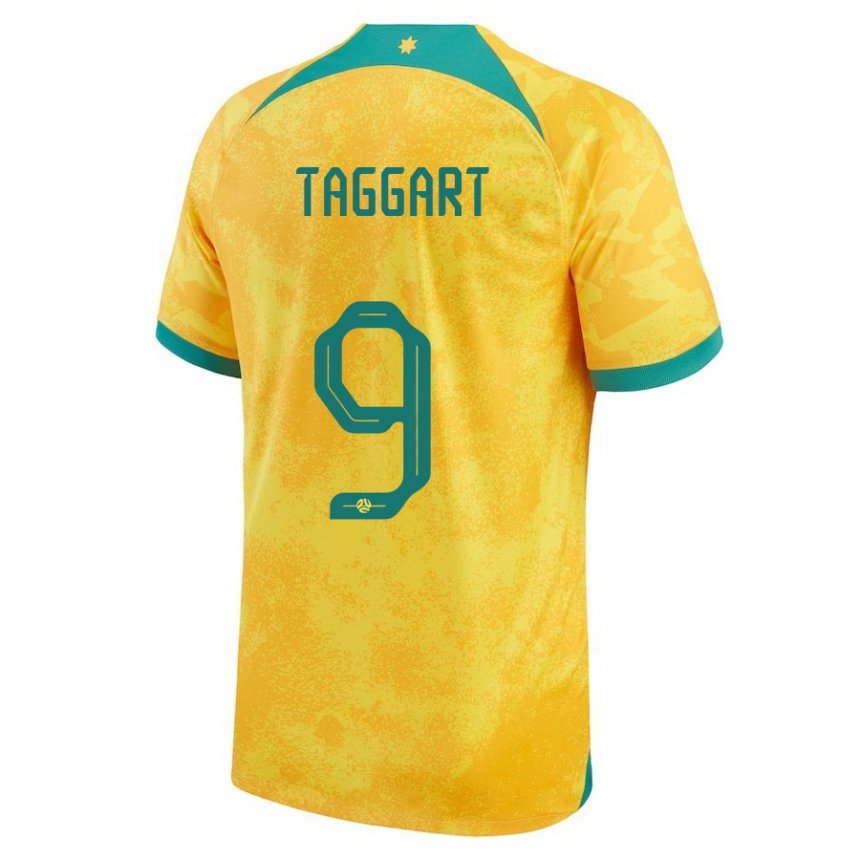 Børn Australiens Adam Taggart #9 Gylden Hjemmebane Spillertrøjer 22-24 Trøje T-shirt