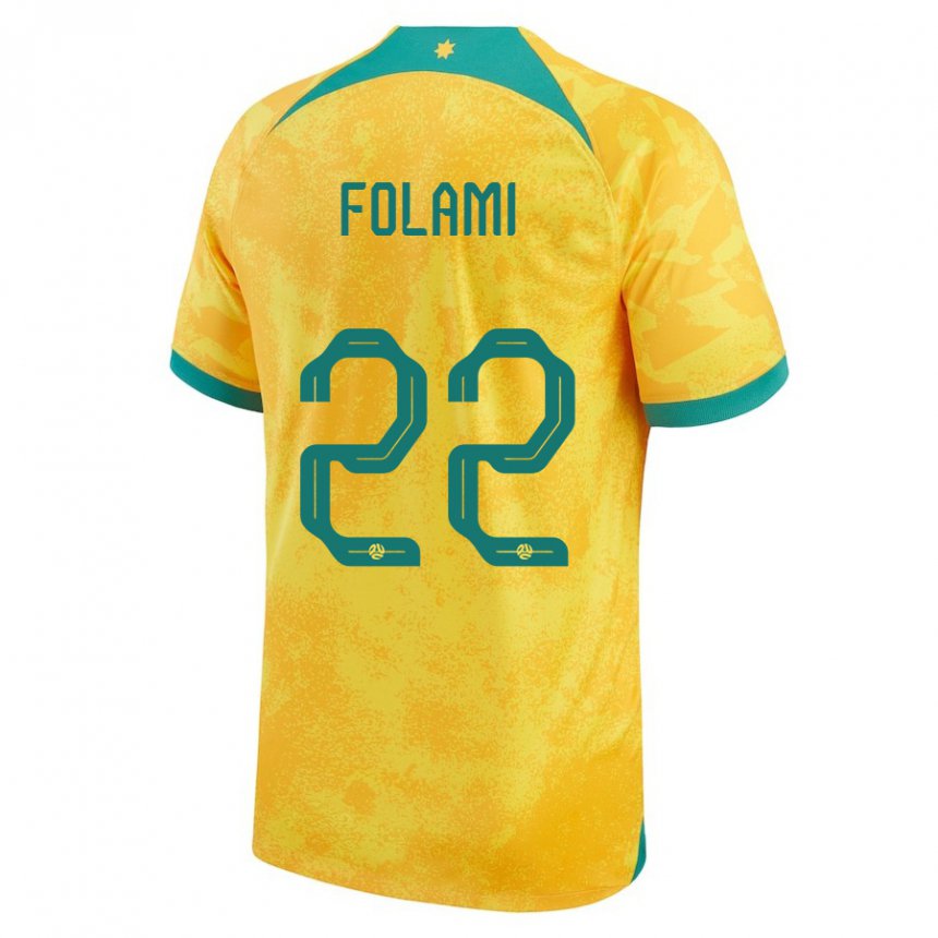 Børn Australiens Ben Folami #22 Gylden Hjemmebane Spillertrøjer 22-24 Trøje T-shirt