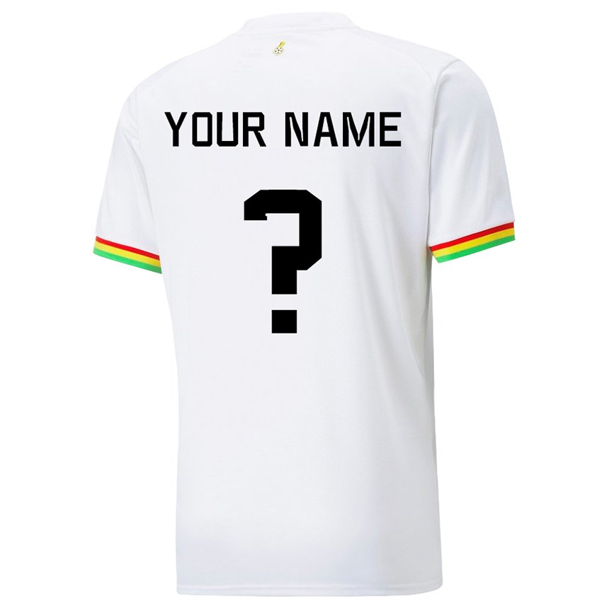 Børn Ghanas Dit Navn #0 Hvid Hjemmebane Spillertrøjer 22-24 Trøje T-shirt