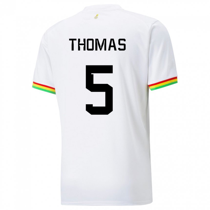 Børn Ghanas Thomas Partey #5 Hvid Hjemmebane Spillertrøjer 22-24 Trøje T-shirt