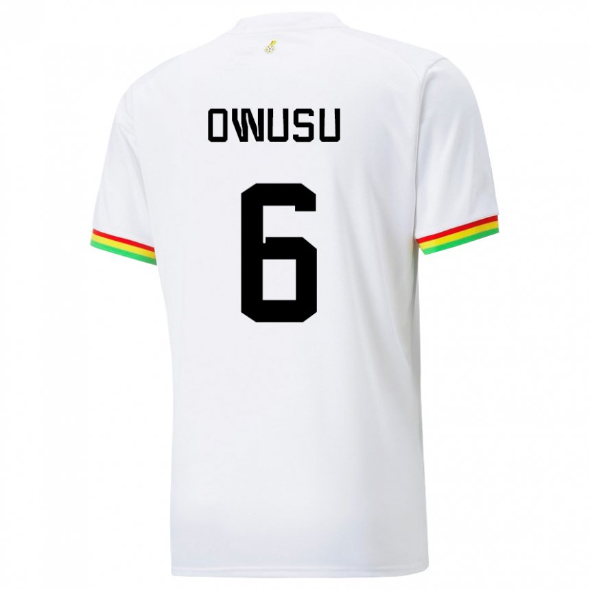 Børn Ghanas Elisha Owusu #6 Hvid Hjemmebane Spillertrøjer 22-24 Trøje T-shirt