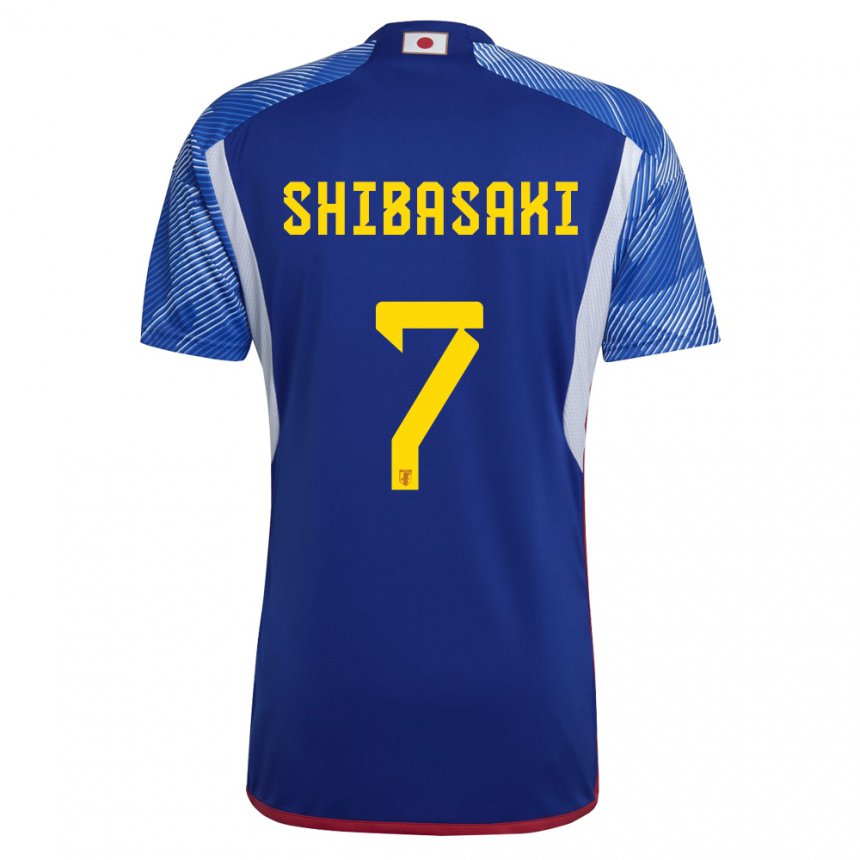 Børn Japans Gaku Shibasaki #7 Kongeblå Hjemmebane Spillertrøjer 22-24 Trøje T-shirt