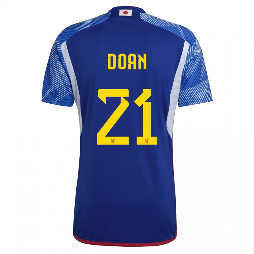 Børn Japans Ritsu Doan #21 Kongeblå Hjemmebane Spillertrøjer 22-24 Trøje T-shirt