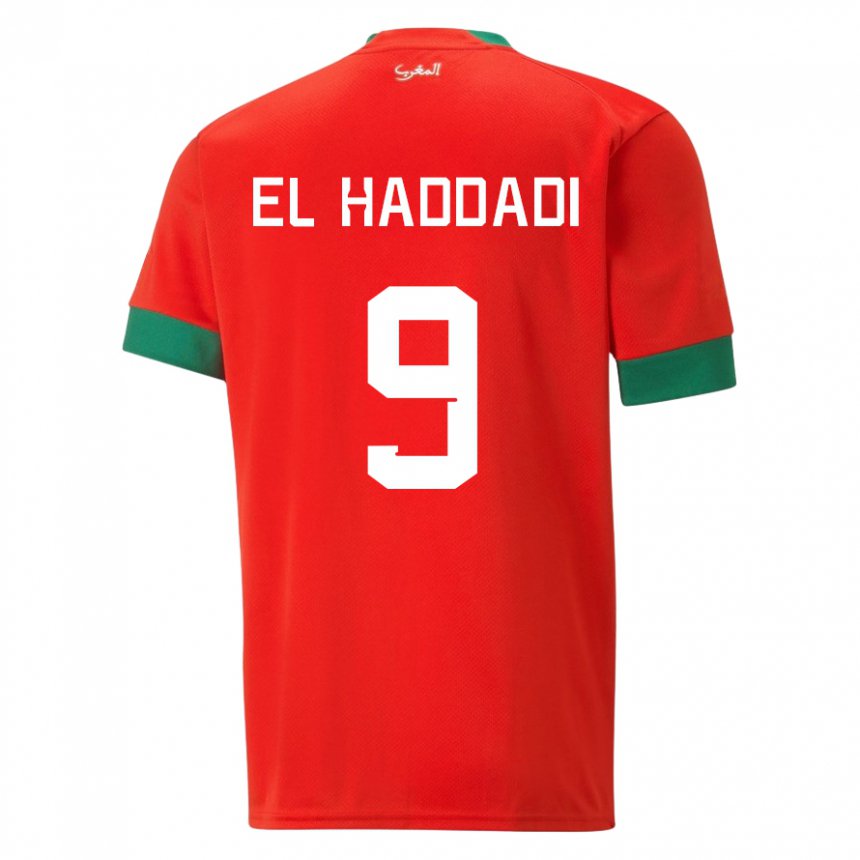 Børn Marokkos Munir El Haddadi #9 Rød Hjemmebane Spillertrøjer 22-24 Trøje T-shirt