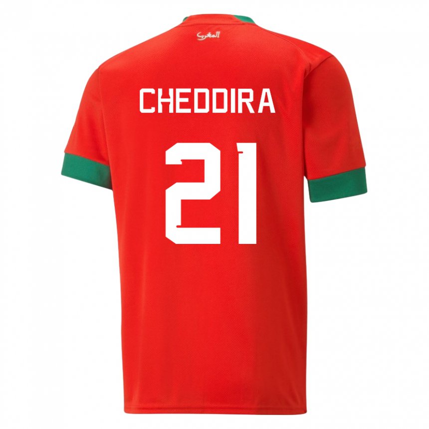 Børn Marokkos Walid Cheddira #21 Rød Hjemmebane Spillertrøjer 22-24 Trøje T-shirt