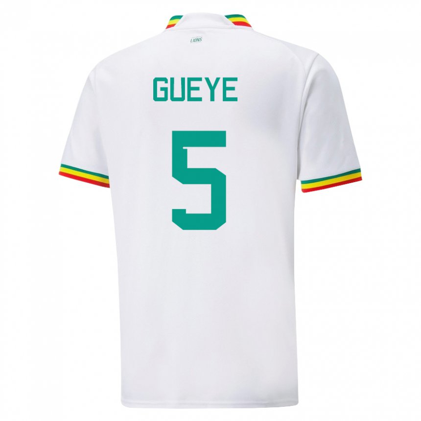 Børn Senegals Idrissa Gueye #5 Hvid Hjemmebane Spillertrøjer 22-24 Trøje T-shirt