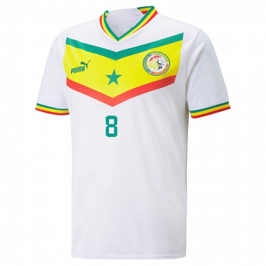 Børn Senegals Cheikhou Kouyate #8 Hvid Hjemmebane Spillertrøjer 22-24 Trøje T-shirt