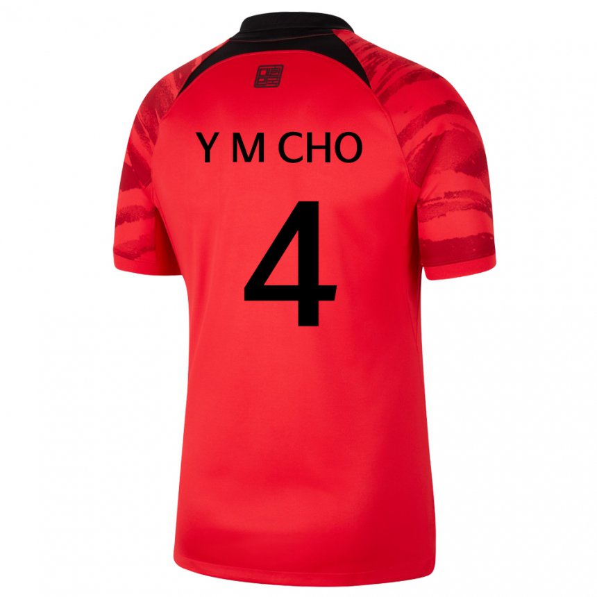 Børn Sydkoreas Yu-min Cho #4 Rød Sort Hjemmebane Spillertrøjer 22-24 Trøje T-shirt