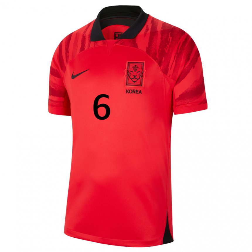 Børn Sydkoreas In-beom Hwang #6 Rød Sort Hjemmebane Spillertrøjer 22-24 Trøje T-shirt