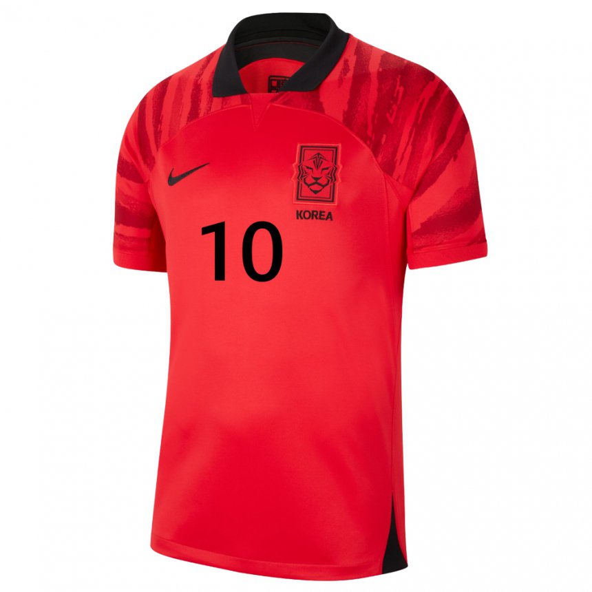 Børn Sydkoreas Jae-sung Lee #10 Rød Sort Hjemmebane Spillertrøjer 22-24 Trøje T-shirt