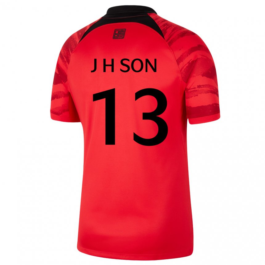 Børn Sydkoreas Jun-ho Son #13 Rød Sort Hjemmebane Spillertrøjer 22-24 Trøje T-shirt