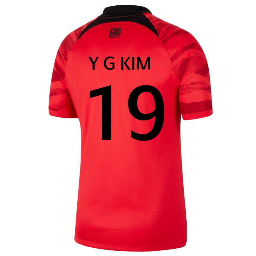 Børn Sydkoreas Young-gwon Kim #19 Rød Sort Hjemmebane Spillertrøjer 22-24 Trøje T-shirt