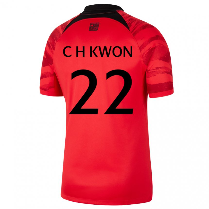 Børn Sydkoreas Chang-hoon Kwon #22 Rød Sort Hjemmebane Spillertrøjer 22-24 Trøje T-shirt