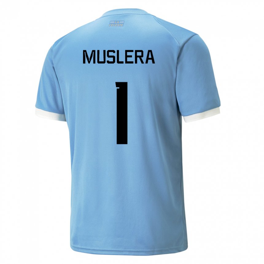Børn Uruguays Fernando Muslera #1 Blå Hjemmebane Spillertrøjer 22-24 Trøje T-shirt