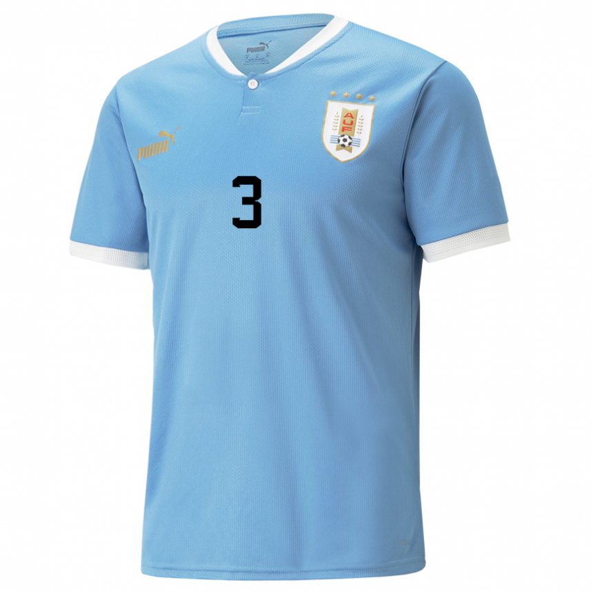 Børn Uruguays Sebastian Caceres #3 Blå Hjemmebane Spillertrøjer 22-24 Trøje T-shirt