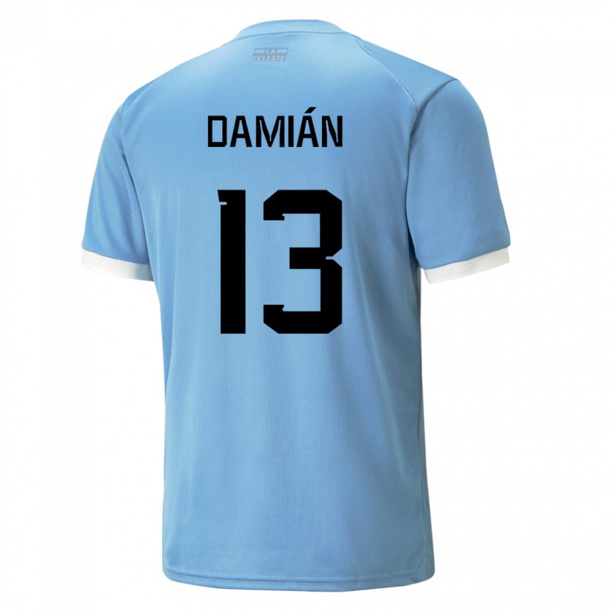 Børn Uruguays Damian Suarez #13 Blå Hjemmebane Spillertrøjer 22-24 Trøje T-shirt