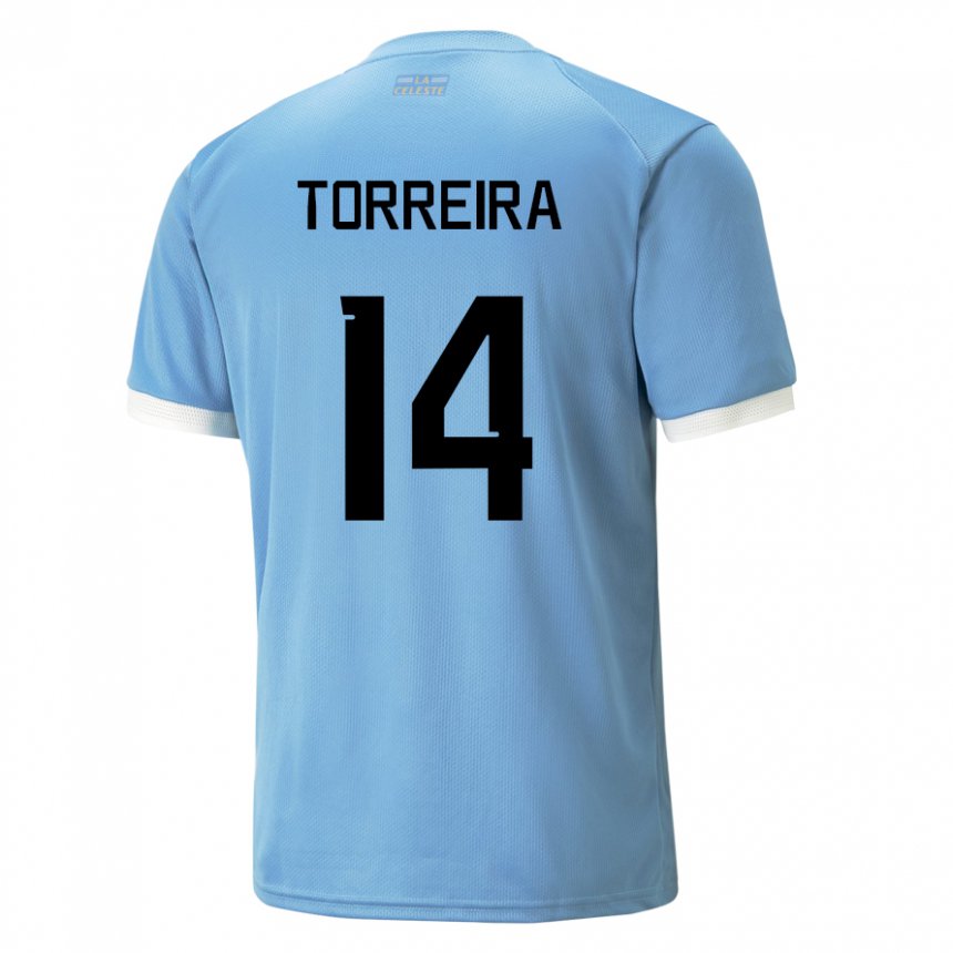 Børn Uruguays Lucas Torreira #14 Blå Hjemmebane Spillertrøjer 22-24 Trøje T-shirt