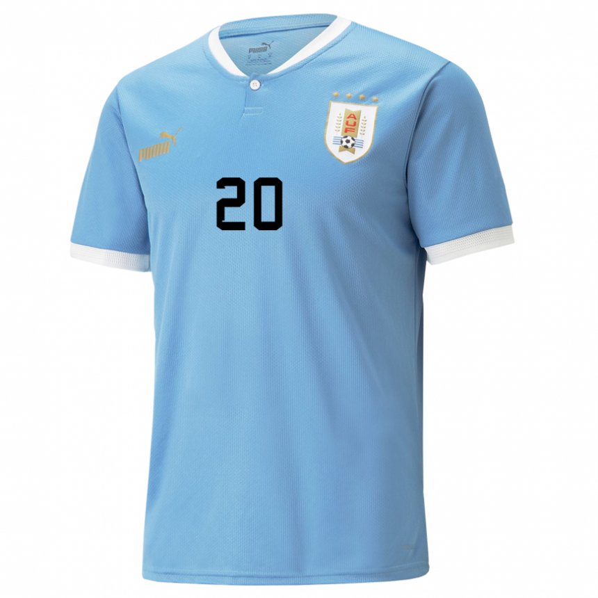 Børn Uruguays Diego Rossi #20 Blå Hjemmebane Spillertrøjer 22-24 Trøje T-shirt