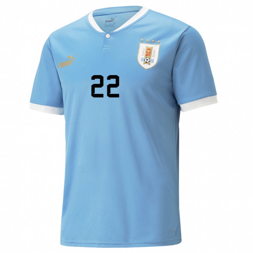 Børn Uruguays Martin Caceres #22 Blå Hjemmebane Spillertrøjer 22-24 Trøje T-shirt