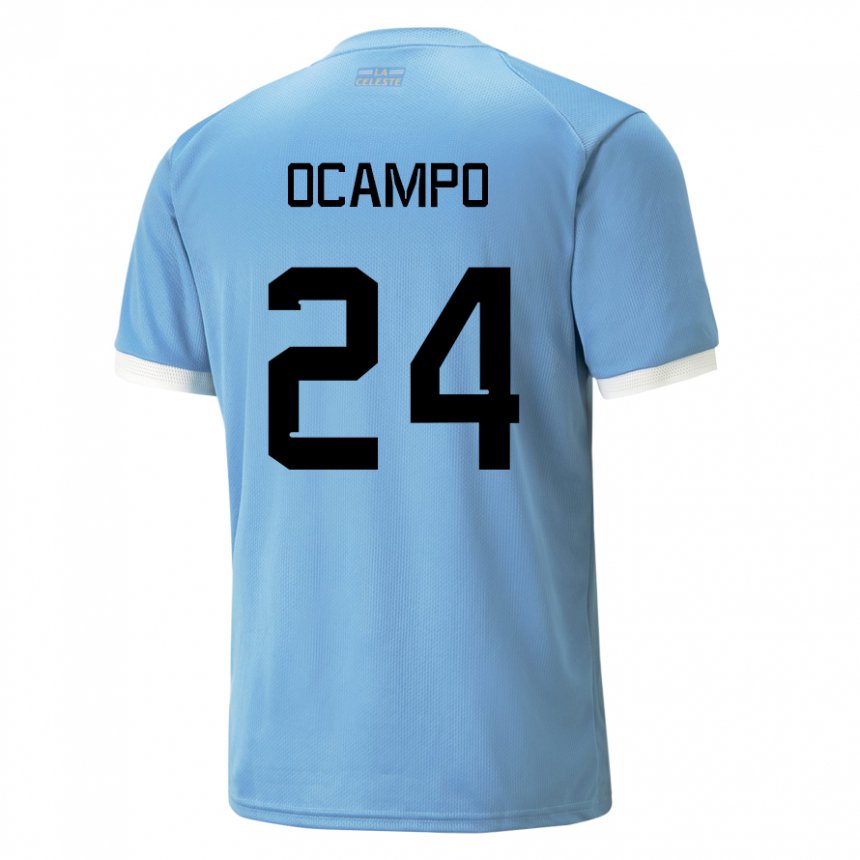 Børn Uruguays Brian Ocampo #24 Blå Hjemmebane Spillertrøjer 22-24 Trøje T-shirt