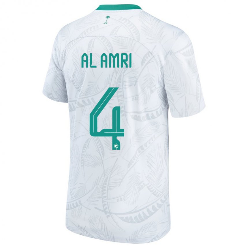 Børn Saudi-arabiens Abdulelah Al Amri #4 Hvid Hjemmebane Spillertrøjer 22-24 Trøje T-shirt