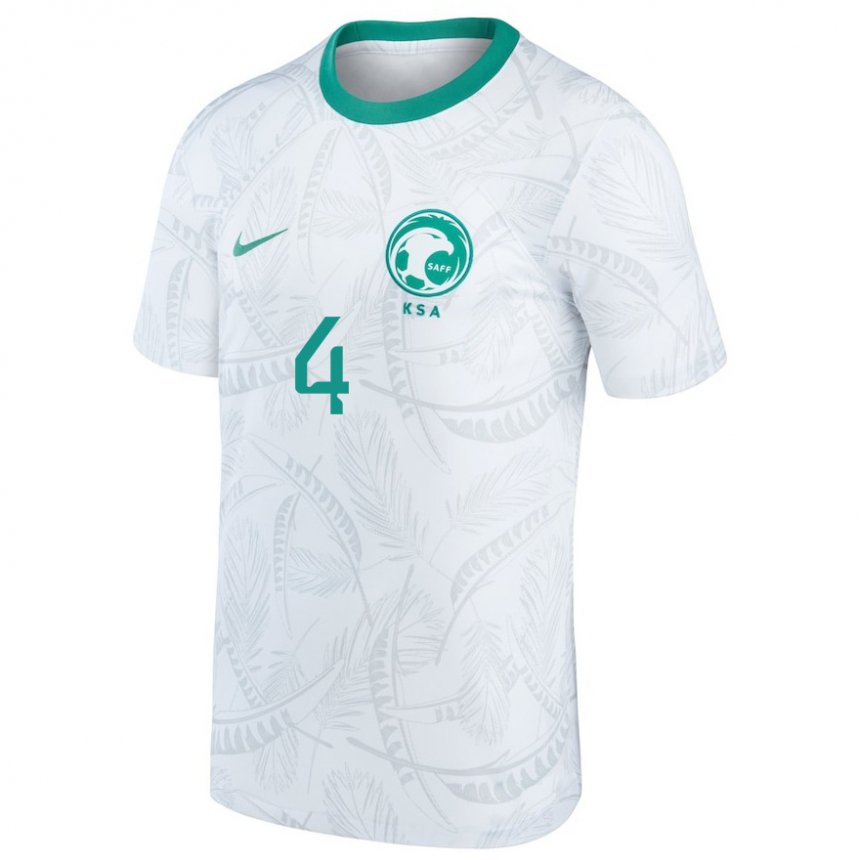 Børn Saudi-arabiens Abdulelah Al Amri #4 Hvid Hjemmebane Spillertrøjer 22-24 Trøje T-shirt