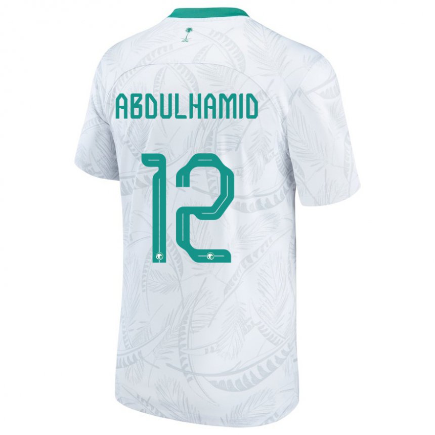 Børn Saudi-arabiens Saud Abdulhamid #12 Hvid Hjemmebane Spillertrøjer 22-24 Trøje T-shirt