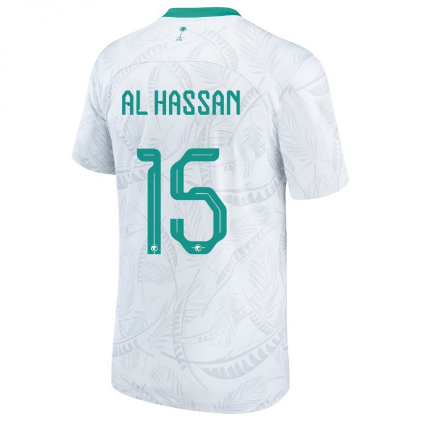 Børn Saudi-arabiens Ali Al Hassan #15 Hvid Hjemmebane Spillertrøjer 22-24 Trøje T-shirt