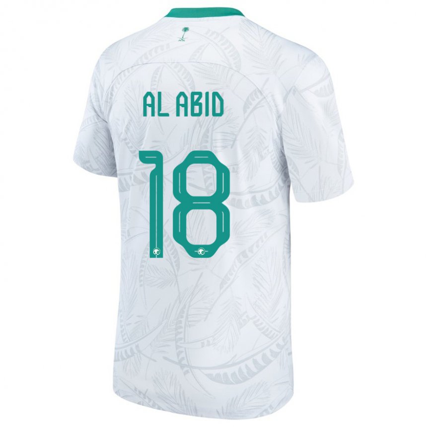 Børn Saudi-arabiens Nawaf Al Abid #18 Hvid Hjemmebane Spillertrøjer 22-24 Trøje T-shirt