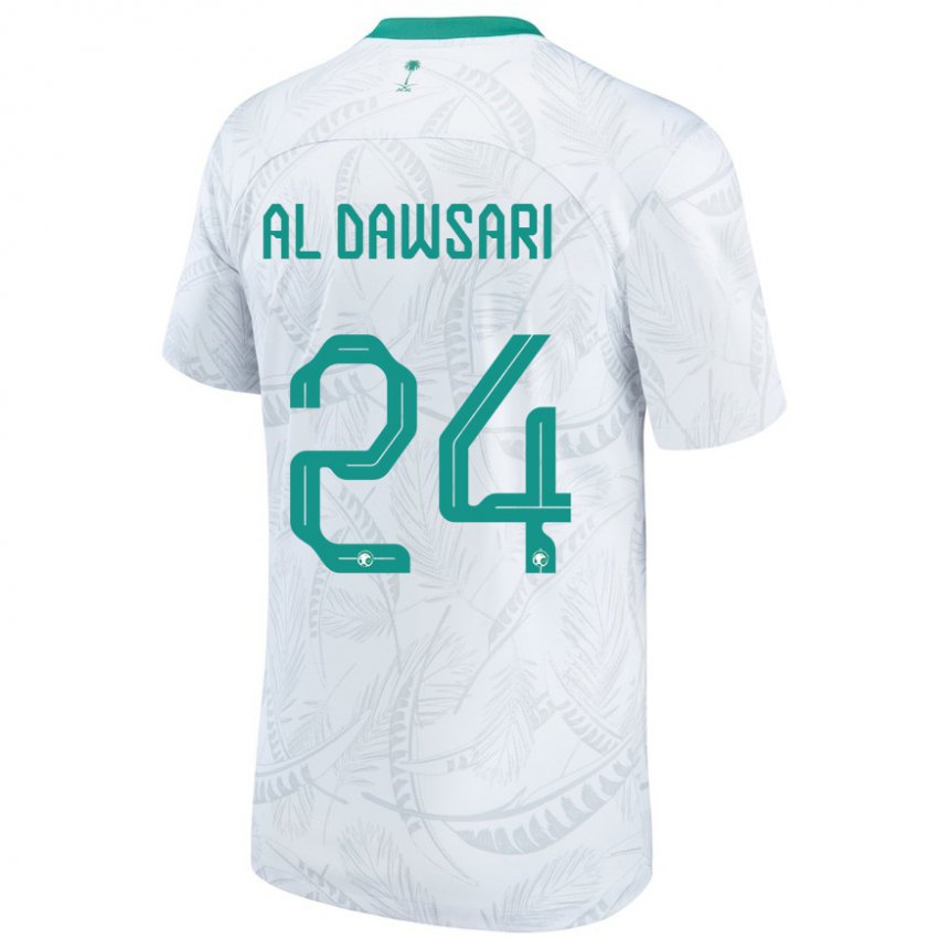 Børn Saudi-arabiens Nasser Al Dawsari #24 Hvid Hjemmebane Spillertrøjer 22-24 Trøje T-shirt
