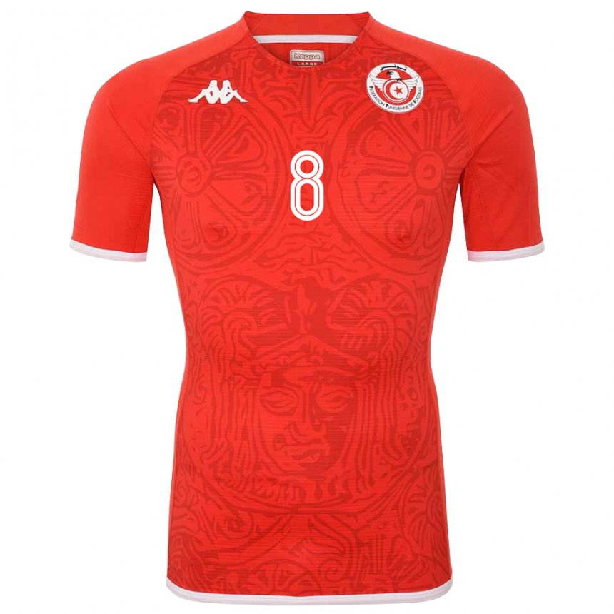 Børn Tunesiens Saif Eddine Khaoui #8 Rød Hjemmebane Spillertrøjer 22-24 Trøje T-shirt