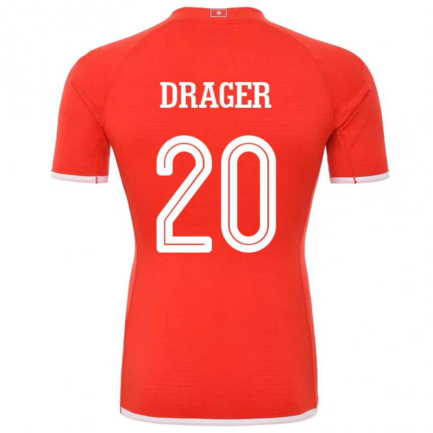 Børn Tunesiens Mohamed Drager #20 Rød Hjemmebane Spillertrøjer 22-24 Trøje T-shirt