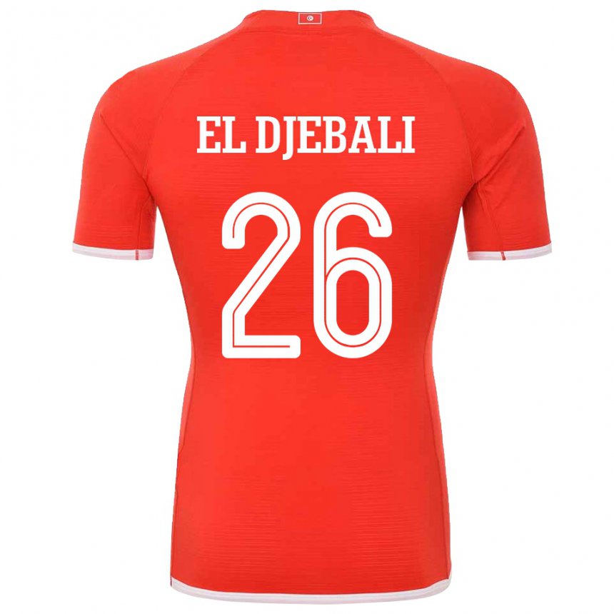 Børn Tunesiens Chaim El Djebali #26 Rød Hjemmebane Spillertrøjer 22-24 Trøje T-shirt