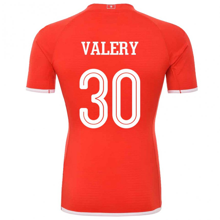 Børn Tunesiens Yann Valery #30 Rød Hjemmebane Spillertrøjer 22-24 Trøje T-shirt