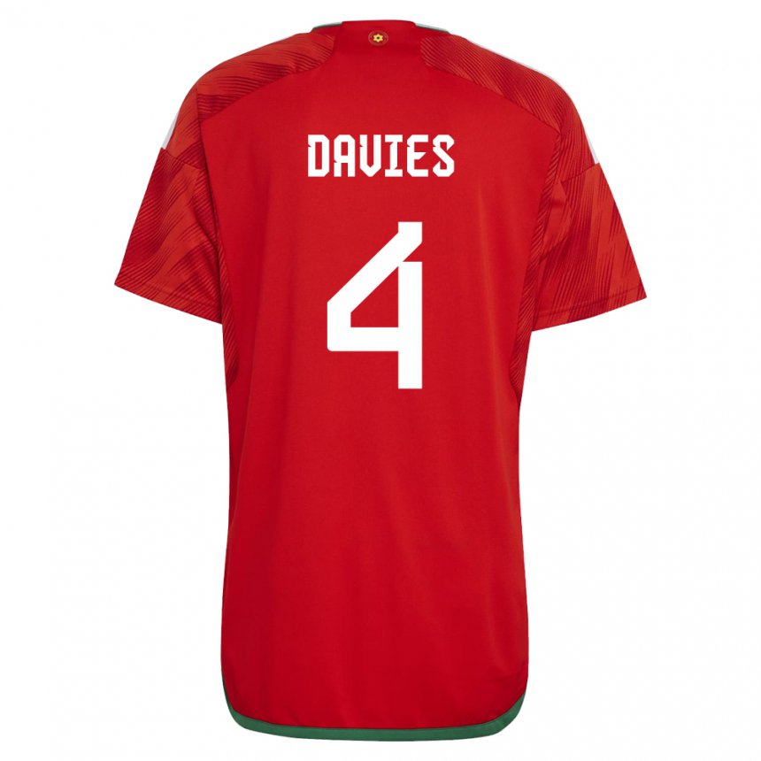 Børn Wales Ben Davies #4 Rød Hjemmebane Spillertrøjer 22-24 Trøje T-shirt