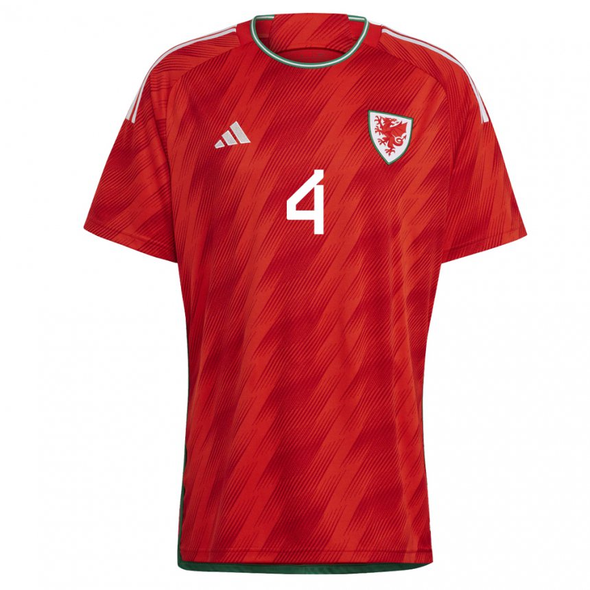 Børn Wales Ben Davies #4 Rød Hjemmebane Spillertrøjer 22-24 Trøje T-shirt