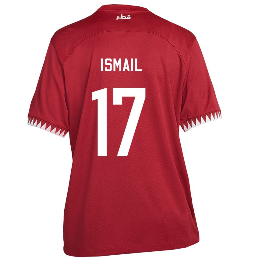 Børn Qatars Ismail Mohamad #17 Rødbrun Hjemmebane Spillertrøjer 22-24 Trøje T-shirt