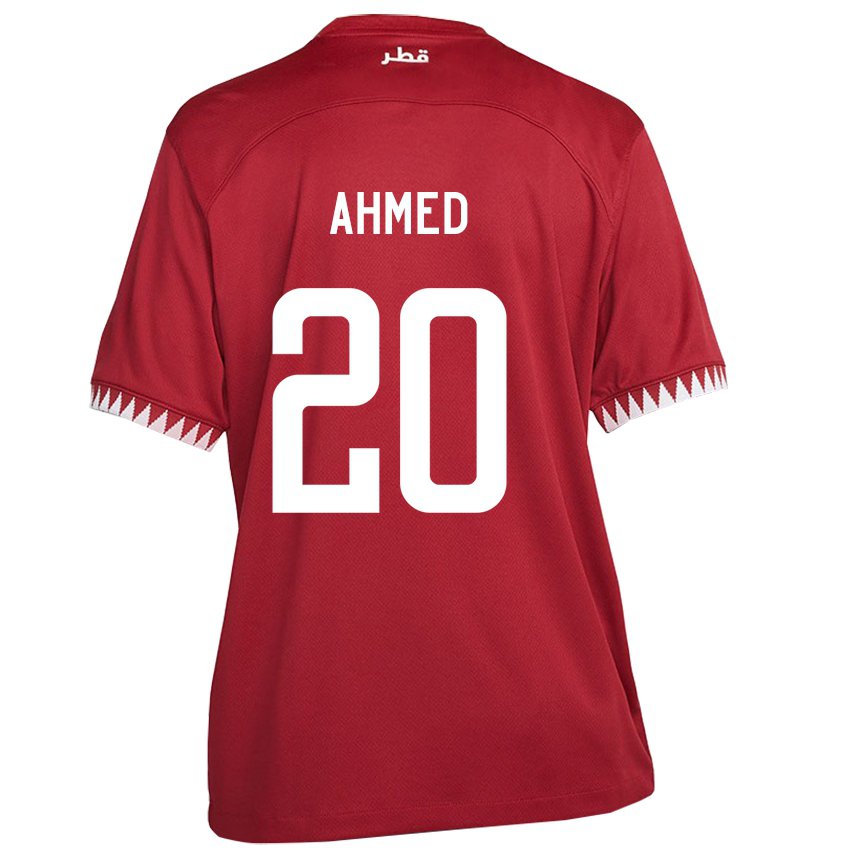 Børn Qatars Ahmed Fadel Hasaba #20 Rødbrun Hjemmebane Spillertrøjer 22-24 Trøje T-shirt