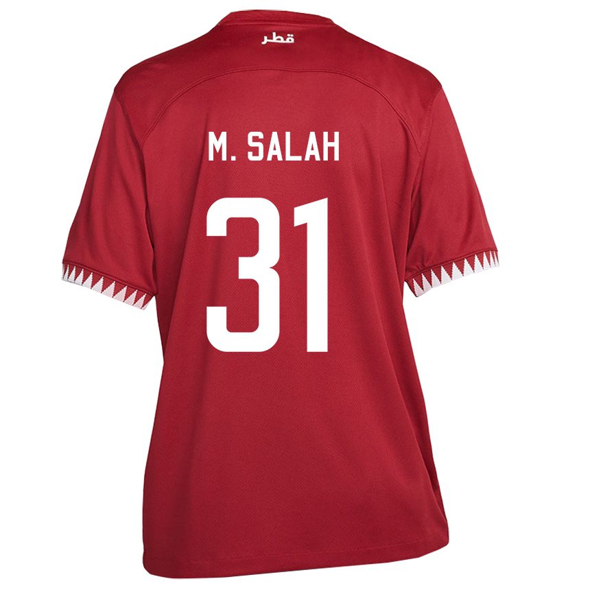 Børn Qatars Salah Zakaria #31 Rødbrun Hjemmebane Spillertrøjer 22-24 Trøje T-shirt