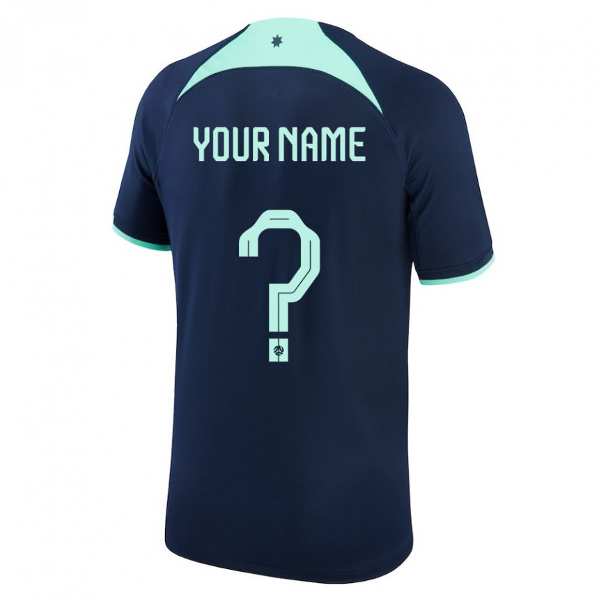 Børn Australiens Dit Navn #0 Mørkeblå Udebane Spillertrøjer 22-24 Trøje T-shirt
