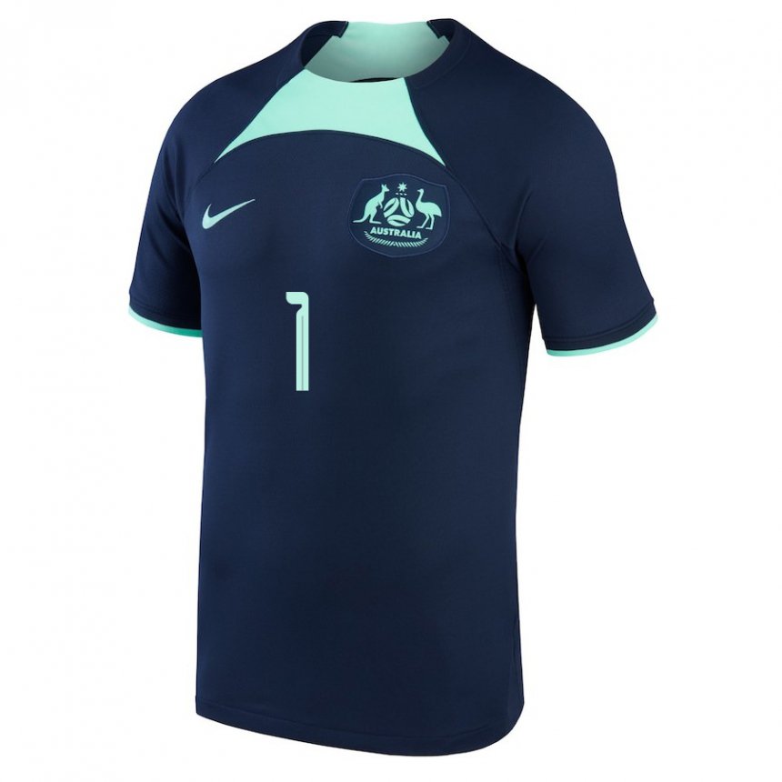 Børn Australiens Mathew Ryan #1 Mørkeblå Udebane Spillertrøjer 22-24 Trøje T-shirt