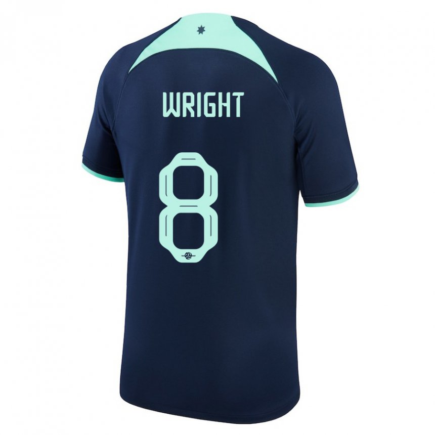 Børn Australiens Bailey Wright #8 Mørkeblå Udebane Spillertrøjer 22-24 Trøje T-shirt