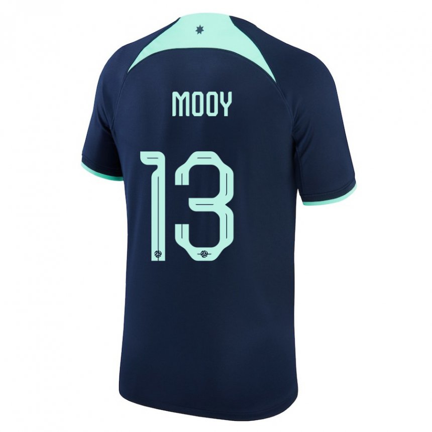 Børn Australiens Aaron Mooy #13 Mørkeblå Udebane Spillertrøjer 22-24 Trøje T-shirt