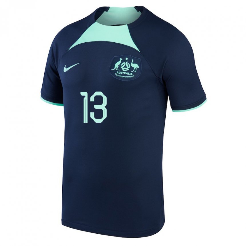 Børn Australiens Aaron Mooy #13 Mørkeblå Udebane Spillertrøjer 22-24 Trøje T-shirt