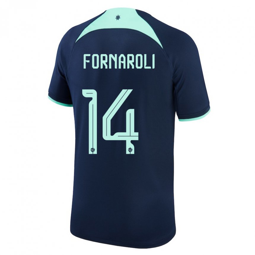 Børn Australiens Bruno Fornaroli #14 Mørkeblå Udebane Spillertrøjer 22-24 Trøje T-shirt