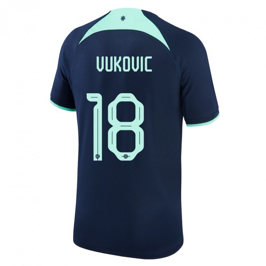 Børn Australiens Danny Vukovic #18 Mørkeblå Udebane Spillertrøjer 22-24 Trøje T-shirt