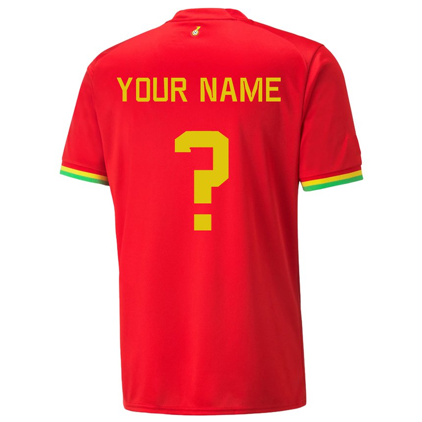 Børn Ghanas Dit Navn #0 Rød Udebane Spillertrøjer 22-24 Trøje T-shirt