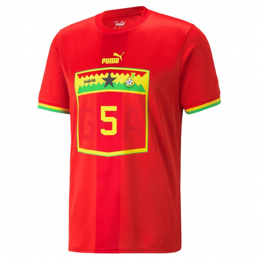 Børn Ghanas Thomas Partey #5 Rød Udebane Spillertrøjer 22-24 Trøje T-shirt