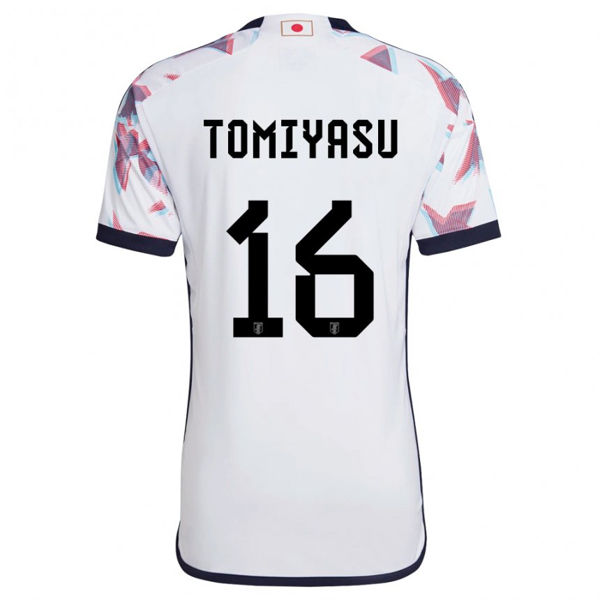 Børn Japans Takehiro Tomiyasu #16 Hvid Udebane Spillertrøjer 22-24 Trøje T-shirt